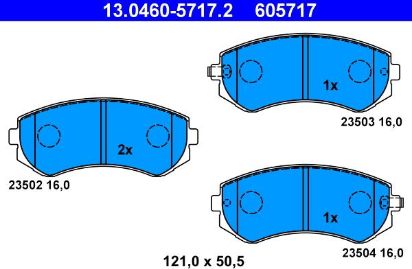 ATE 13.0460-5717.2 - Brake Pad Set, disc brake autospares.lv