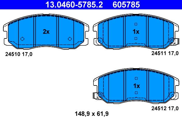 ATE 13.0460-5785.2 - Brake Pad Set, disc brake autospares.lv