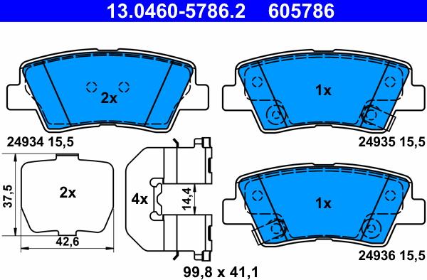 ATE 13.0460-5786.2 - Brake Pad Set, disc brake autospares.lv