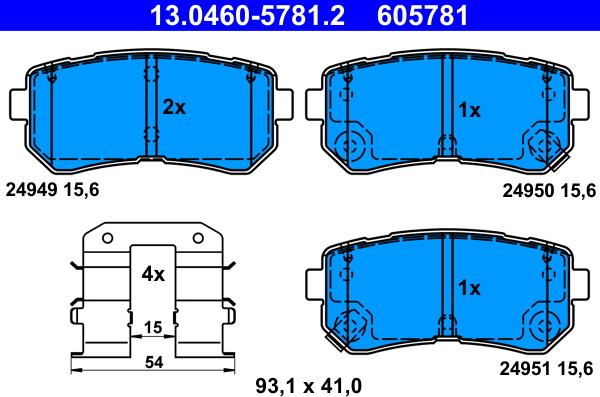 ATE 13.0460-5781.2 - Brake Pad Set, disc brake autospares.lv