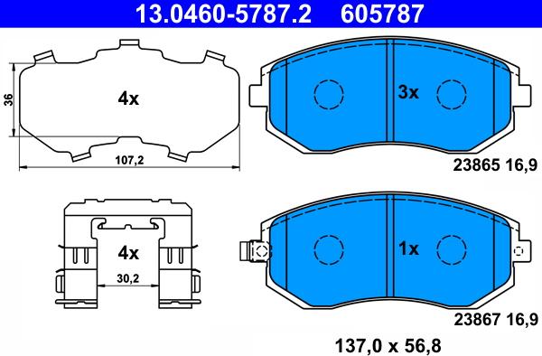 ATE 13.0460-5787.2 - Brake Pad Set, disc brake autospares.lv