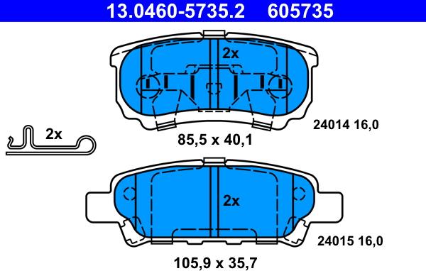 ATE 13.0460-5735.2 - Brake Pad Set, disc brake autospares.lv