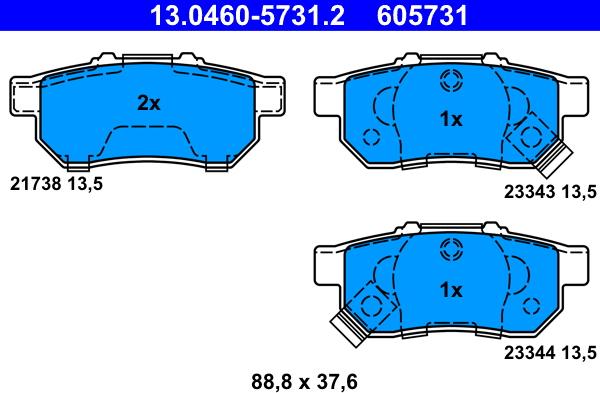 ATE 13.0460-5731.2 - Brake Pad Set, disc brake autospares.lv