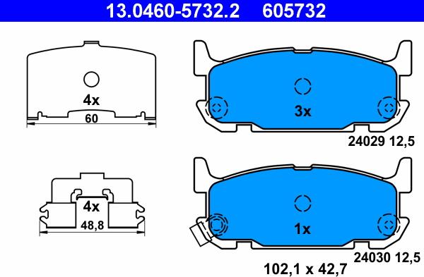 ATE 13.0460-5732.2 - Brake Pad Set, disc brake autospares.lv