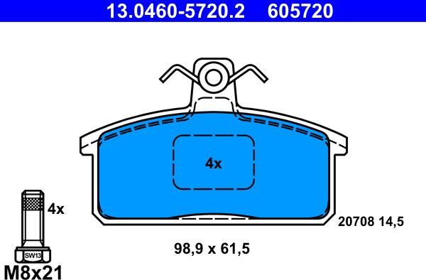 ATE 13.0460-5720.2 - Brake Pad Set, disc brake autospares.lv