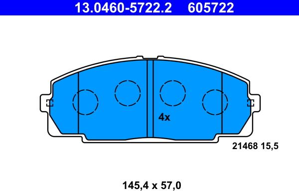 ATE 13.0460-5722.2 - Brake Pad Set, disc brake autospares.lv