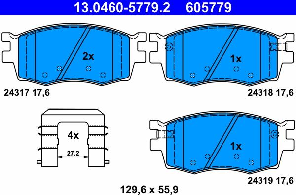 ATE 13.0460-5779.2 - Brake Pad Set, disc brake autospares.lv