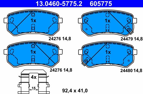 ATE 13.0460-5775.2 - Brake Pad Set, disc brake autospares.lv