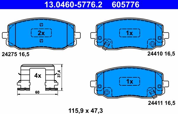 ATE 13.0460-5776.2 - Brake Pad Set, disc brake autospares.lv