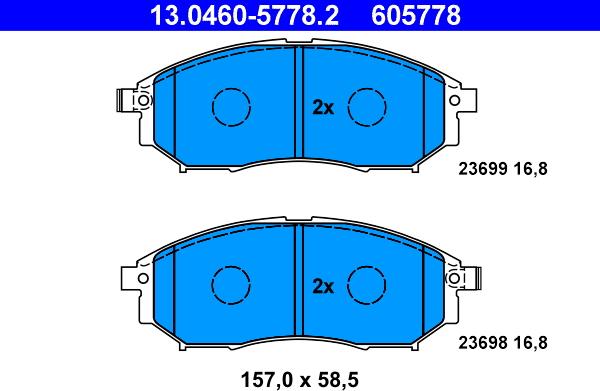 ATE 13.0460-5778.2 - Brake Pad Set, disc brake autospares.lv