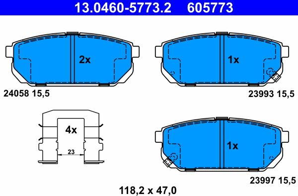 ATE 13.0460-5773.2 - Brake Pad Set, disc brake autospares.lv