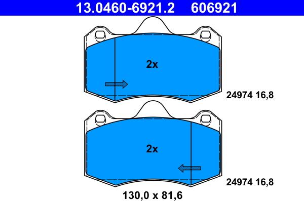 ATE 13.0460-6921.2 - Brake Pad Set, disc brake autospares.lv