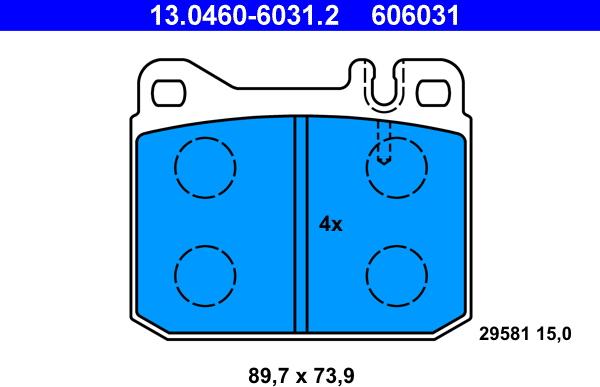 ATE 13.0460-6031.2 - Brake Pad Set, disc brake autospares.lv