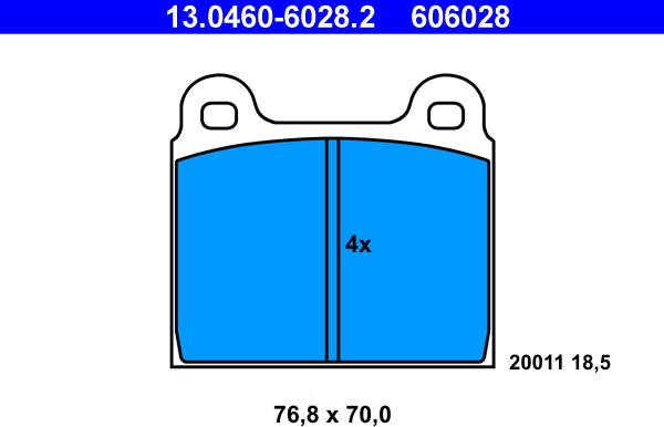 ATE 13.0460-6028.2 - Brake Pad Set, disc brake autospares.lv