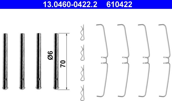 ATE 13.0460-0422.2 - Accessory Kit for disc brake Pads autospares.lv