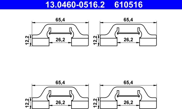 ATE 13.0460-0516.2 - Accessory Kit for disc brake Pads autospares.lv