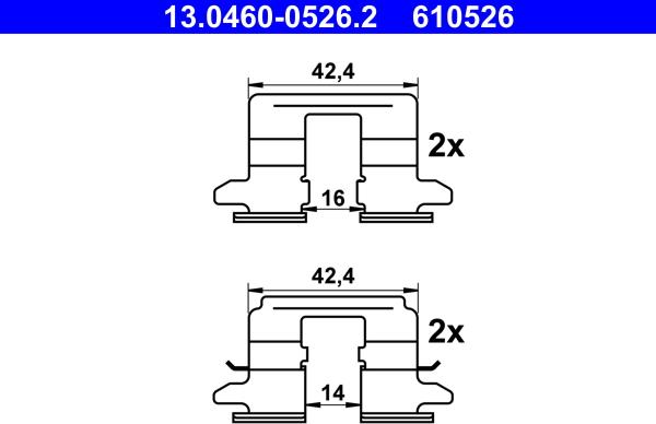 ATE 13.0460-0526.2 - Accessory Kit for disc brake Pads autospares.lv