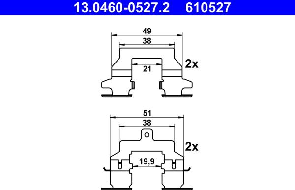 ATE 13.0460-0527.2 - Accessory Kit for disc brake Pads autospares.lv