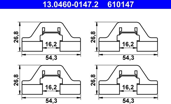 ATE 13.0460-0147.2 - Accessory Kit for disc brake Pads autospares.lv