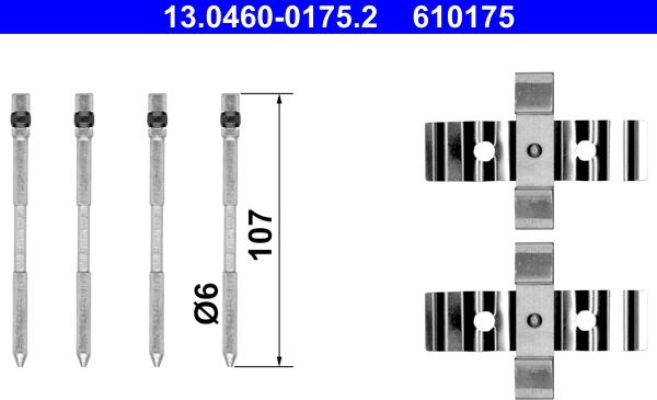 ATE 13.0460-0175.2 - Accessory Kit for disc brake Pads autospares.lv