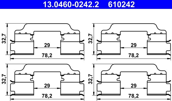 ATE 13.0460-0242.2 - Accessory Kit for disc brake Pads autospares.lv