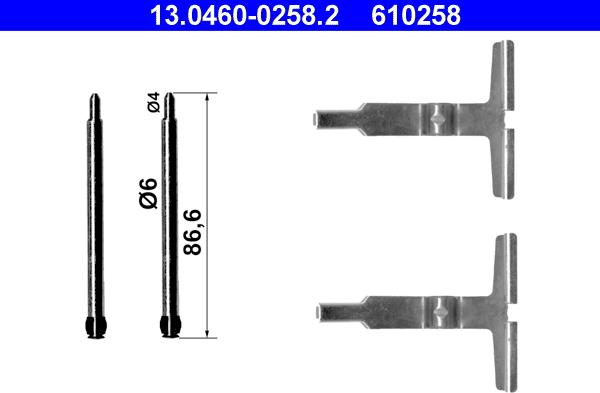 ATE 13.0460-0258.2 - Accessory Kit for disc brake Pads autospares.lv