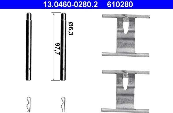 ATE 13.0460-0280.2 - Accessory Kit for disc brake Pads autospares.lv