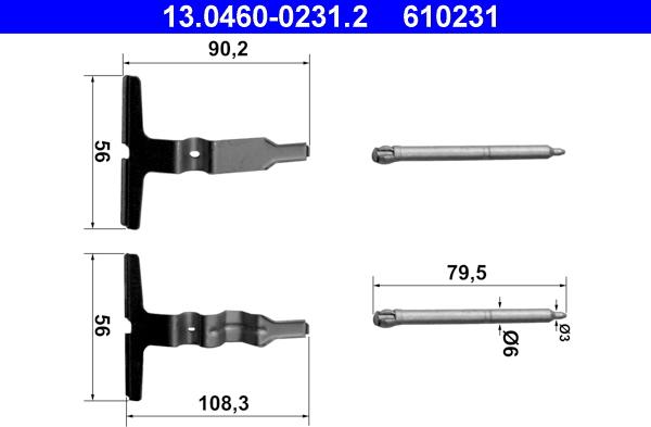 ATE 13.0460-0231.2 - Accessory Kit for disc brake Pads autospares.lv