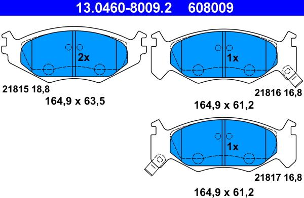 ATE 13.0460-8009.2 - Brake Pad Set, disc brake autospares.lv