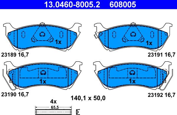 ATE 13.0460-8005.2 - Brake Pad Set, disc brake autospares.lv