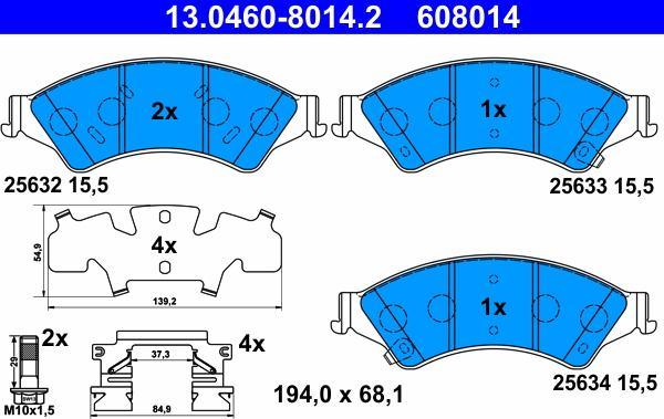 ATE 13.0460-8014.2 - Brake Pad Set, disc brake autospares.lv