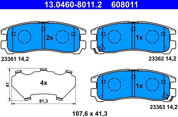 ATE 13.0460-8011.2 - Brake Pad Set, disc brake autospares.lv