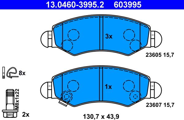 ATE 13.0460-3995.2 - Brake Pad Set, disc brake autospares.lv