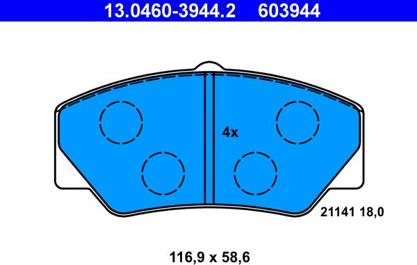 ATE 13.0460-3944.2 - Brake Pad Set, disc brake autospares.lv