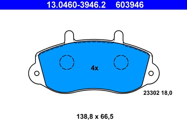 ATE 13.0460-3946.2 - Brake Pad Set, disc brake autospares.lv