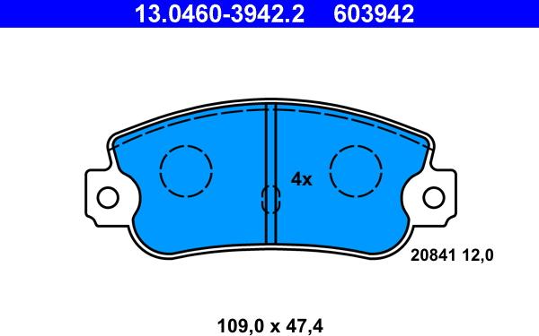 ATE 13.0460-3942.2 - Brake Pad Set, disc brake autospares.lv