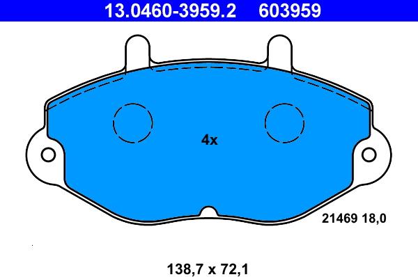 ATE 13.0460-3959.2 - Brake Pad Set, disc brake autospares.lv