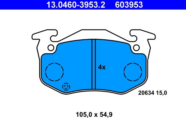 ATE 13.0460-3953.2 - Brake Pad Set, disc brake autospares.lv