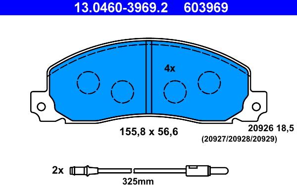 ATE 13.0460-3969.2 - Brake Pad Set, disc brake autospares.lv