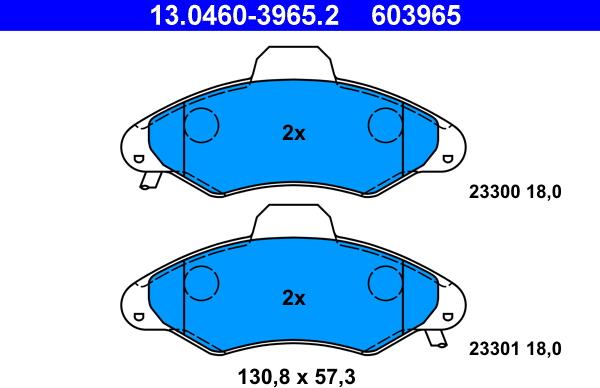 ATE 13.0460-3965.2 - Brake Pad Set, disc brake autospares.lv