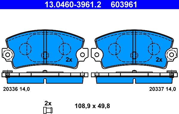 ATE 13.0460-3961.2 - Brake Pad Set, disc brake autospares.lv