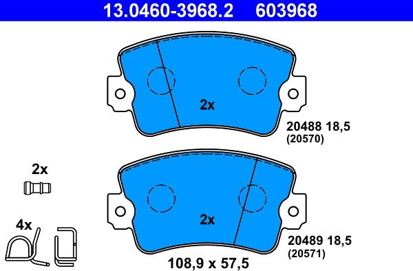 ATE 13.0460-3968.2 - Brake Pad Set, disc brake autospares.lv