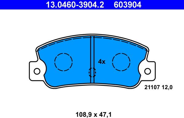 ATE 13.0460-3904.2 - Brake Pad Set, disc brake autospares.lv