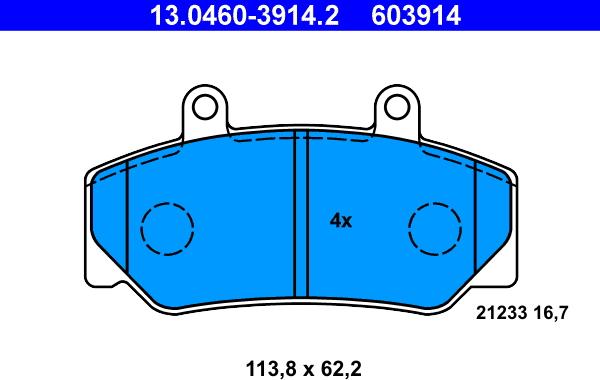 ATE 13.0460-3914.2 - Brake Pad Set, disc brake autospares.lv