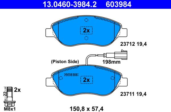 ATE 13.0460-3984.2 - Brake Pad Set, disc brake autospares.lv