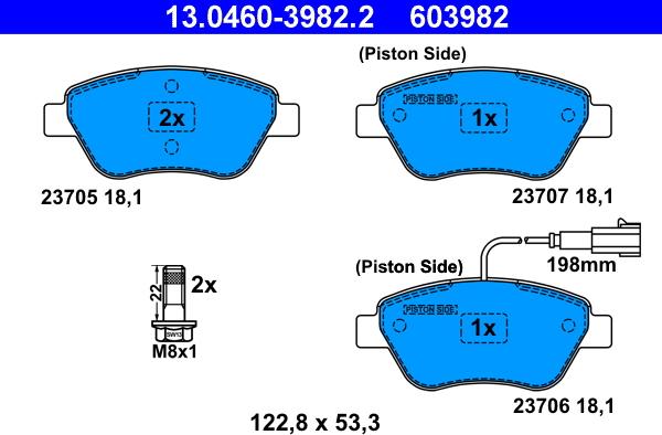 ATE 13.0460-3982.2 - Brake Pad Set, disc brake autospares.lv