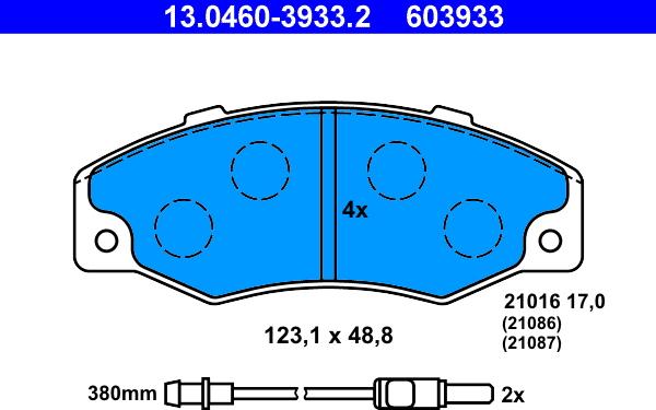 ATE 13.0460-3933.2 - Brake Pad Set, disc brake autospares.lv