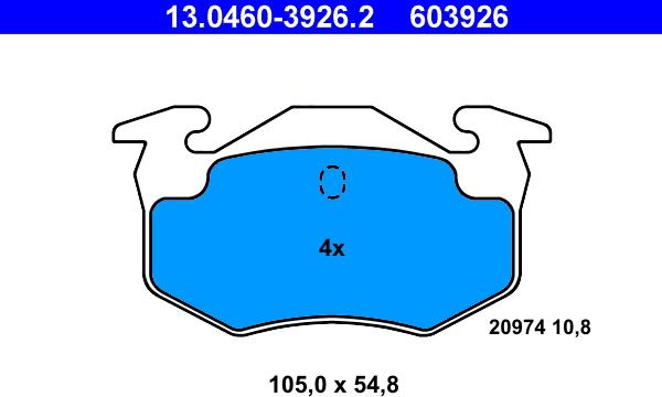 ATE 13.0460-3926.2 - Brake Pad Set, disc brake autospares.lv