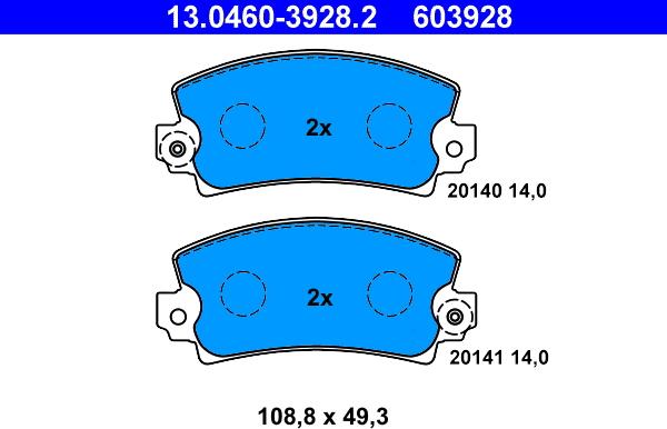 ATE 13.0460-3928.2 - Brake Pad Set, disc brake autospares.lv