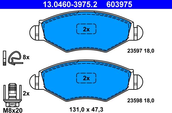 ATE 13.0460-3975.2 - Brake Pad Set, disc brake autospares.lv